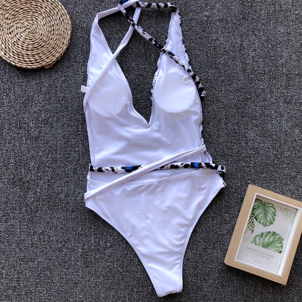 Leopard Criss Cross Backless One Piece Swimsuit - Picture 7 of 10